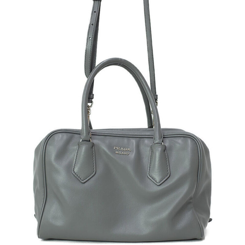Prada Granite Gray Calf Leather Bauletto Shoulder Bag